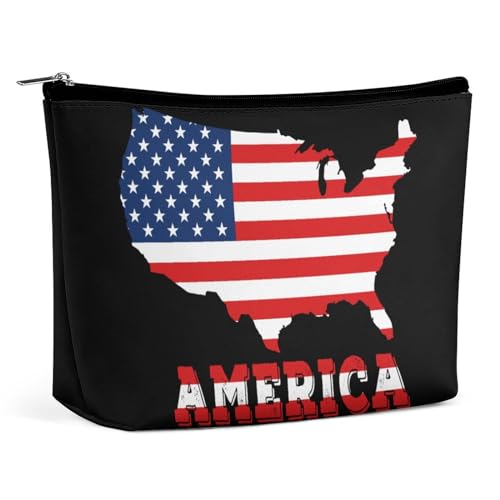 Kosmetiktasche mit amerikanischer Flagge, Reise-Make-up-Tasche, große Kapazität, Kulturbeutel, Aufbewahrungstaschen für Damen, 3 von KWQDOZF