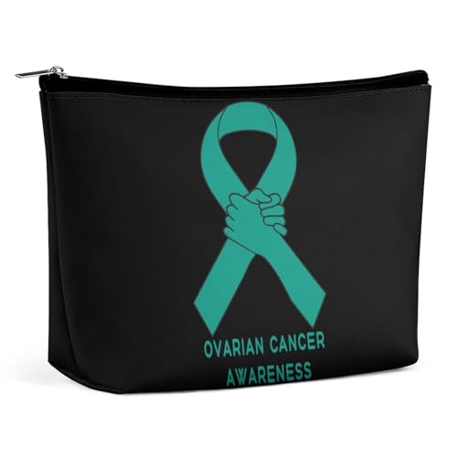 Kosmetiktasche zum Thema Eierstockkrebs-Bewusstsein, tragbare Reise-Make-up-Tasche, Kulturbeutel mit großer Kapazität, Aufbewahrungstaschen für Frauen, 3 von KWQDOZF