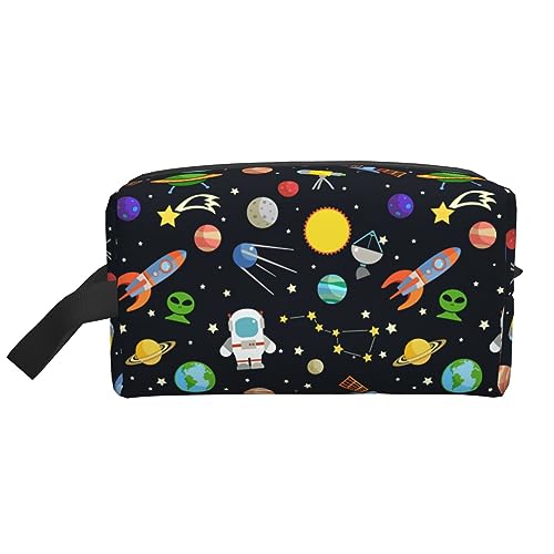 Kulturbeutel für Reisen mit Weltraummotiv, Make-up-Tasche für Reisen mit Weltraummotiv, tragbare Reisekosmetiktasche mit großer Kapazität für Frauen und Männer, Reisetoilettenartikel, Lerntasche für d von KWQDOZF
