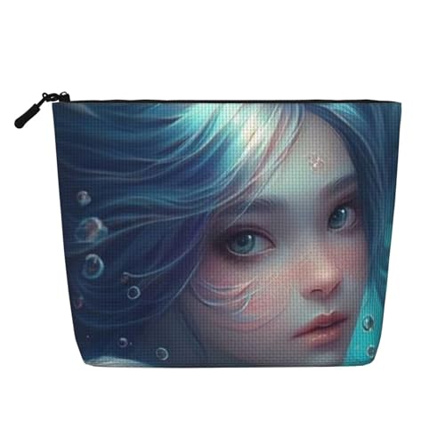 Lady In The Deep Reise-Make-up-Tasche mit großem Fassungsvermögen für Damen, wasserdichte, einlagige, tragbare Kosmetiktasche aus Hanfimitat mit Reißverschluss von KWQDOZF