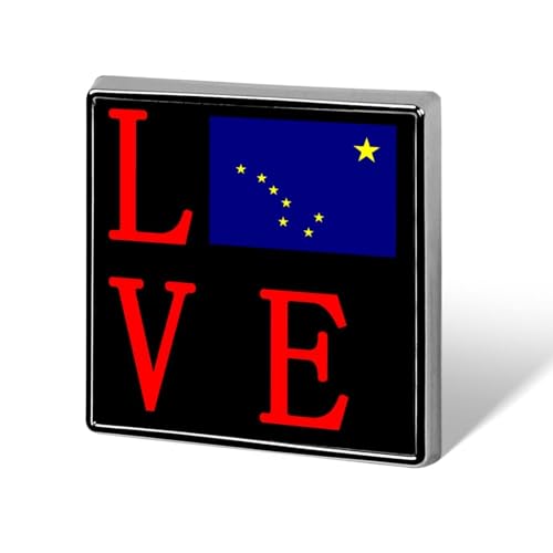 Love Alaska State Flag Brosche Pins 0,7 Zoll Metallabzeichen Schmuck Dekor für Kleidung Lapel Krawatte Rucksack Zubehör von KWQDOZF