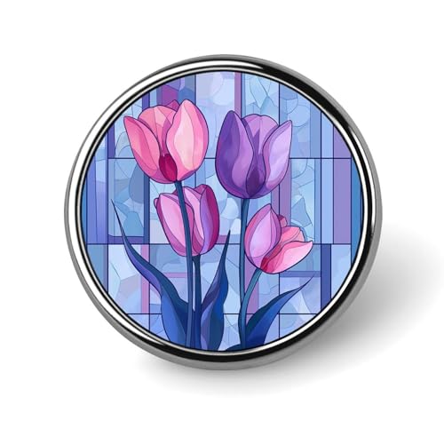 Lustige, personalisierte Brosche mit rosa Tulpen, rund, Anstecknadel, Revers, Krawattennadel für Damen und Herren, Büroangestellte, Lehrer, Dekoration Lustige, personalisierte Brosche mit rosa Tulpen, rund, Anstecknadel, Revers, Krawattennadel für Damen und Herren, Büroangestellte, Lehrer, Dekoration von KWQDOZF