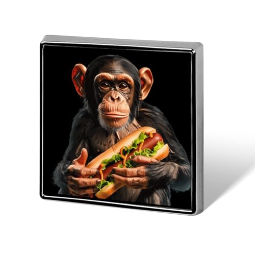 Lustige Anstecknadeln mit Affen und Hot Dog, Knopf, Brosche, Abzeichen, Hut, Kleidung, Tasche, Schmuck für Männer und Frauen von KWQDOZF