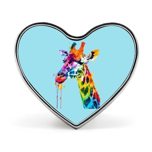 Lustige Anstecknadeln mit Aquarell-Giraffe, Herz-Knopf, Brosche, Abzeichen, Hut, Kleidung, Tasche, Schmuck für Männer und Frauen von KWQDOZF