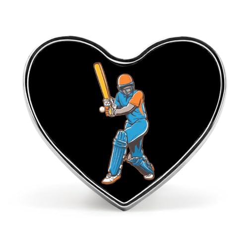 Lustige Anstecknadeln mit Cricket-Spieler, herzförmiger Knopf, Brosche, Abzeichen, Anstecknadel, Hut, Kleidung, Schmuck für Männer und Frauen von KWQDOZF