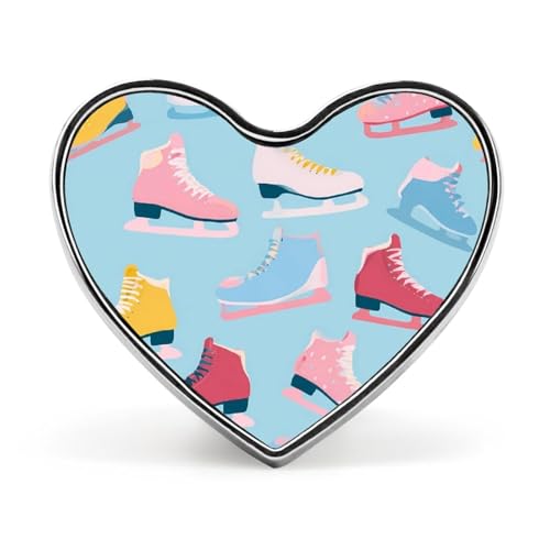 Lustige Anstecknadeln mit Eislaufschuh-Muster, herzförmiger Knopf, Brosche, Abzeichen, Anstecknadel, Hut, Kleidung, Schmuck für Männer und Frauen von KWQDOZF