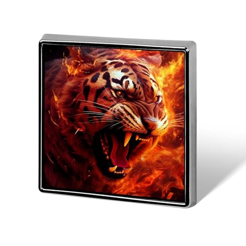 Lustige Anstecknadeln mit Tiger-Motiv, Motiv: Feuerflamme, Brosche, Abzeichen, Hut, Kleidung, Tasche, Schmuck für Männer und Frauen von KWQDOZF