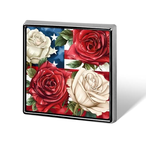Lustige Anstecknadeln mit amerikanischen Rosen, Blumen und Flagge, Knopf, Brosche, Abzeichen, Hut, Kleidung, Tasche, Schmuck für Männer und Frauen von KWQDOZF