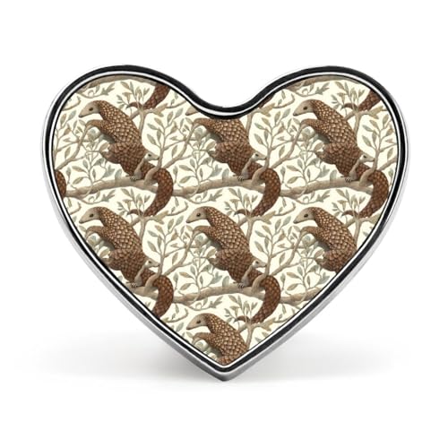 Lustige Anstecknadeln mit braunem Pangolin, herzförmiger Knopf, Brosche, Anstecknadel, Hut, Kleidung, Schmuck für Männer und Frauen von KWQDOZF