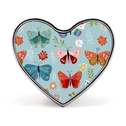 Lustige Anstecknadeln mit buntem Schmetterlingsmuster, herzförmiger Knopf, Brosche, Anstecknadel, Hut, Kleidung, Schmuck für Männer und Frauen von KWQDOZF