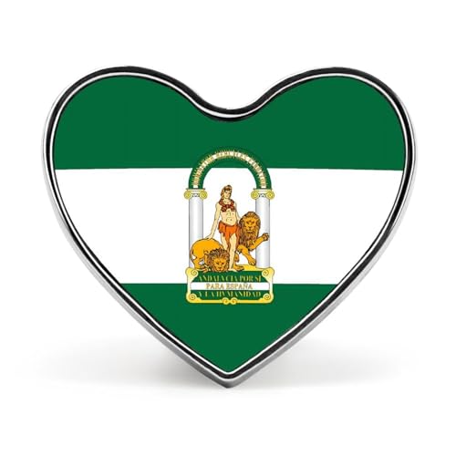 Lustige Anstecknadeln mit der Flagge Andalusiens, herzförmiger Knopf, Brosche, Abzeichen, Anstecknadel, Hut, Kleidung, Schmuck für Männer und Frauen von KWQDOZF