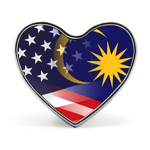 Lustige Anstecknadeln mit der Flagge Malaysias und der USA, Herz-Knopf, Brosche, Abzeichen, Hut, Kleidung, Tasche, Schmuck für Männer und Frauen Lustige Anstecknadeln mit der Flagge Malaysias und der USA, Herz-Knopf, Brosche, Abzeichen, Hut, Kleidung, Tasche, Schmuck für Männer und Frauen von KWQDOZF