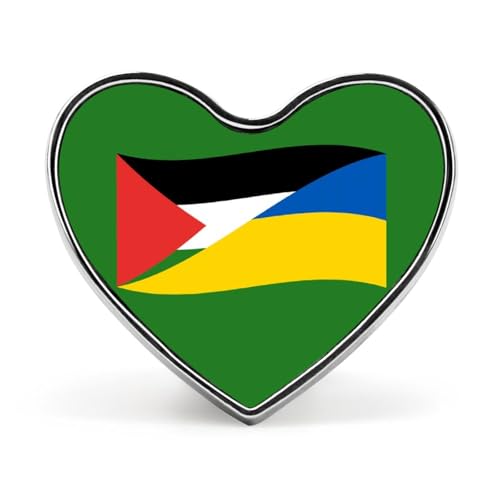 Lustige Anstecknadeln mit der Flagge Palästinas und der Ukraine, herzförmiger Knopf, Brosche, Abzeichen, Anstecknadel, Hut, Kleidung, Schmuck für Männer und Frauen von KWQDOZF