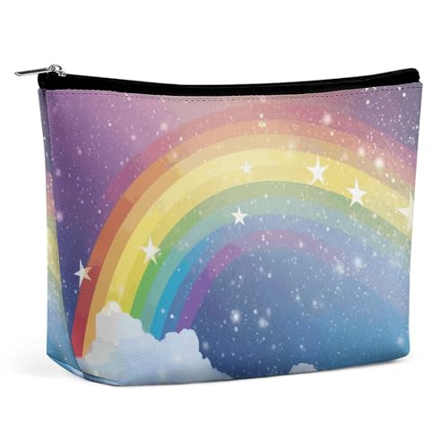 Make-up-Tasche, Make-up-Organizer, Faltbare Kosmetiktasche, Stern in Regenbogen-Print, Reise-Make-up-Tasche für Frauen von KWQDOZF
