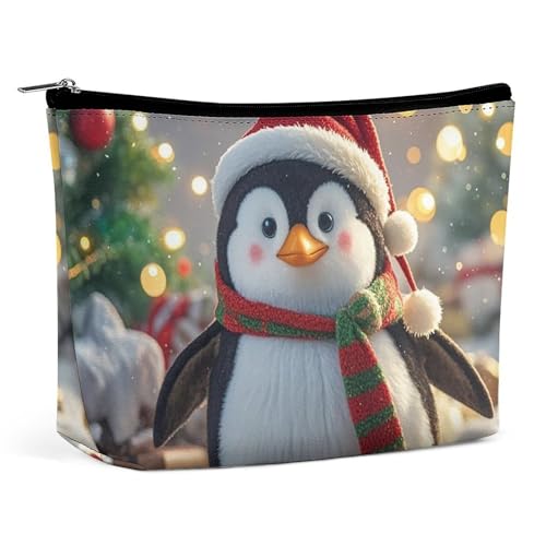Make-up-Tasche, Make-up-Organizer, Faltbare Kosmetiktasche, Weihnachts-lustiger Pinguin-Druck, Reise-Make-up-Tasche für Frauen von KWQDOZF