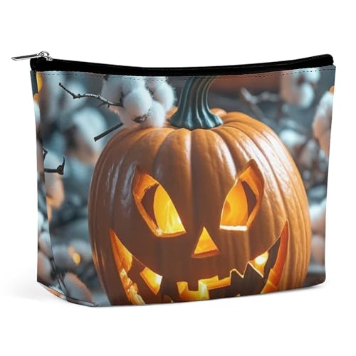 Make-up-Tasche, Make-up-Organizer, Faltbare Kosmetiktasche, mit Kürbis-Print, Reise-Make-up-Tasche für Frauen von KWQDOZF