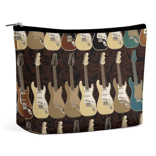 Make-up-Tasche, Make-up-Organizer, Faltbare Kosmetiktasche, mit Kunst-Gitarrenmuster, Bedruckt, Reise-Make-up-Tasche für Frauen von KWQDOZF