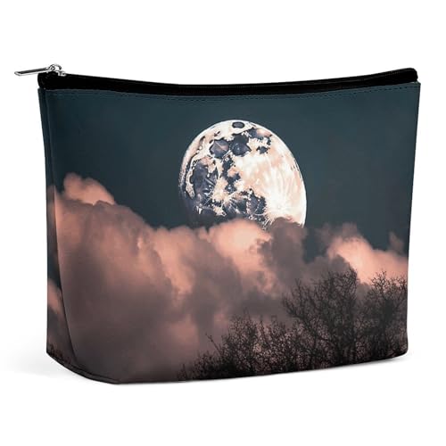Make-up-Tasche, Make-up-Organizer, Faltbare Kosmetiktasche, mit Vollmond-Aufdruck, Reise-Make-up-Tasche für Frauen von KWQDOZF