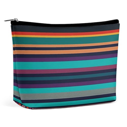 Make-up-Tasche, Make-up-Organizer, Faltbare Kosmetiktasche, mit dreifarbigen Streifen, Bedruckt, Reise-Make-up-Tasche für Frauen von KWQDOZF