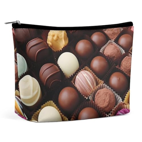 Make-up-Tasche, Reise-Kosmetiktasche, tragbar, Farbe Schokolade, Kulturbeutel, große Kapazität, Reißverschlusstasche, Make-up-Organizer-Etui, wasserdichter Kulturbeutel für Frauen und Männer Make-up-Tasche, Reise-Kosmetiktasche, tragbar, Farbe Schokolade, Kulturbeutel, große Kapazität, Reißverschlusstasche, Make-up-Organizer-Etui, wasserdichter Kulturbeutel für Frauen und Männer von KWQDOZF