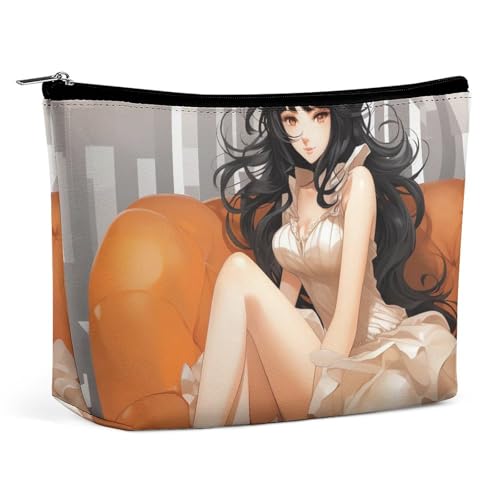 Make-up-Tasche, Reise-Kosmetiktasche, tragbar, für Frauen, schwarzes Haar, Kulturbeutel mit großem Fassungsvermögen, Reißverschlusstasche, Make-up-Organizer-Etui, wasserdichter Kulturbeutel für Frauen von KWQDOZF