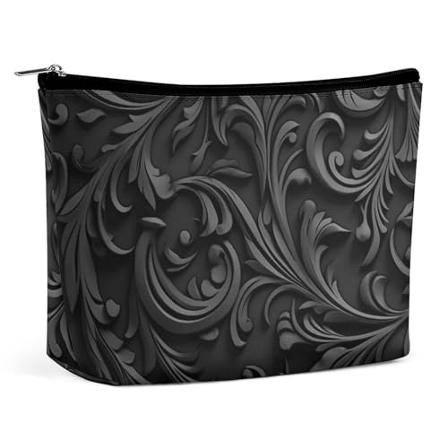 Make-up-Tasche, Reise-Kosmetiktasche, tragbar, schwarz, Kulturbeutel mit großem Fassungsvermögen, Reißverschlusstasche, Make-up-Organizer-Etui, wasserdichter Kulturbeutel für Damen und Herren von KWQDOZF
