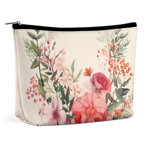 Make-up-Tasche, Reisekosmetiktasche, tragbare Kulturtasche mit Blumenillustrationen, große Kapazität, Reißverschlusstasche, Make-up-Organizer-Etui, wasserdichte Kulturtasche für Frauen und Männer Make-up-Tasche, Reisekosmetiktasche, tragbare Kulturtasche mit Blumenillustrationen, große Kapazität, Reißverschlusstasche, Make-up-Organizer-Etui, wasserdichte Kulturtasche für Frauen und Männer von KWQDOZF
