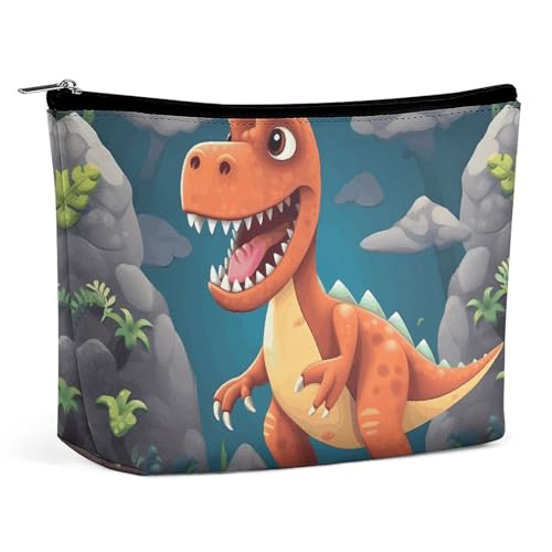 Make-up-Tasche, tragbare Kosmetiktasche, Cartoon-Dinosaurier-Kulturtasche, Make-up-Organizer-Etui, große Kapazität, Reißverschlusstasche, Reise-Kulturtasche für Frauen und Männer von KWQDOZF