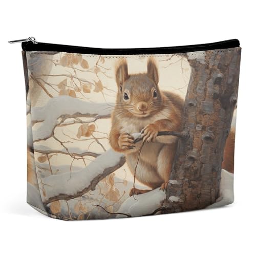 Make-up-Tasche, tragbare Kosmetiktasche, Eichhörnchen auf Baum, Kulturbeutel, Make-up-Organizer, große Kapazität, Reißverschlusstasche, Reise-Kulturtasche für Frauen und Männer Make-up-Tasche, tragbare Kosmetiktasche, Eichhörnchen auf Baum, Kulturbeutel, Make-up-Organizer, große Kapazität, Reißverschlusstasche, Reise-Kulturtasche für Frauen und Männer von KWQDOZF