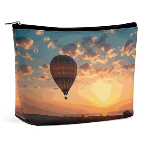 Make-up-Tasche, tragbare Kosmetiktasche, Heißluftballon-Sonnenuntergang, Kulturbeutel, Make-up-Organizer, große Kapazität, Reißverschlusstasche, Reise-Kulturtasche für Frauen und Männer Make-up-Tasche, tragbare Kosmetiktasche, Heißluftballon-Sonnenuntergang, Kulturbeutel, Make-up-Organizer, große Kapazität, Reißverschlusstasche, Reise-Kulturtasche für Frauen und Männer von KWQDOZF