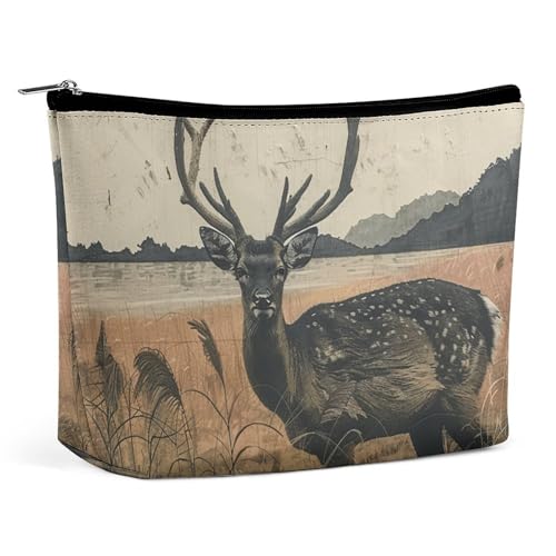 Make-up-Tasche, tragbare Kosmetiktasche, Hirsch auf der Insel, Kulturbeutel, Make-up-Organizer, große Kapazität, Reißverschlusstasche, Reise-Kulturtasche für Frauen und Männer Make-up-Tasche, tragbare Kosmetiktasche, Hirsch auf der Insel, Kulturbeutel, Make-up-Organizer, große Kapazität, Reißverschlusstasche, Reise-Kulturtasche für Frauen und Männer von KWQDOZF