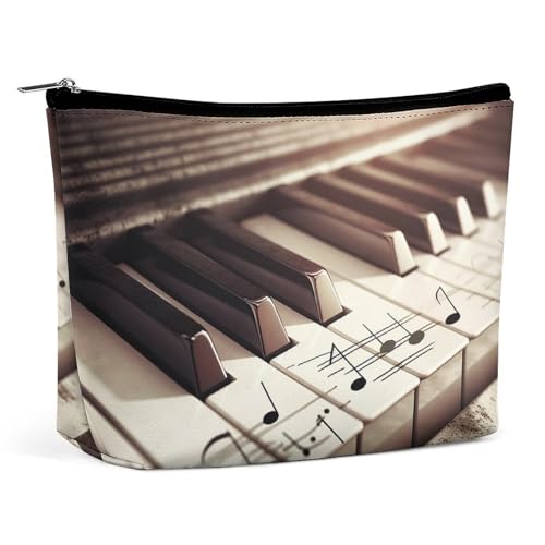 Make-up-Tasche, tragbare Kosmetiktasche, Klaviertasten mit Musiknoten, Kulturbeutel, Make-up-Organizer, große Kapazität, Reißverschlusstasche, Reise-Kulturtasche für Frauen und Männer Make-up-Tasche, tragbare Kosmetiktasche, Klaviertasten mit Musiknoten, Kulturbeutel, Make-up-Organizer, große Kapazität, Reißverschlusstasche, Reise-Kulturtasche für Frauen und Männer von KWQDOZF