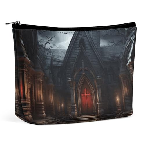 Make-up-Tasche, tragbare Kosmetiktasche, Kulturbeutel mit Aufschrift „Old Crypt, Make-up-Organizer, große Kapazität, Reißverschlusstasche, Reise-Kulturtasche für Frauen und Männer von KWQDOZF