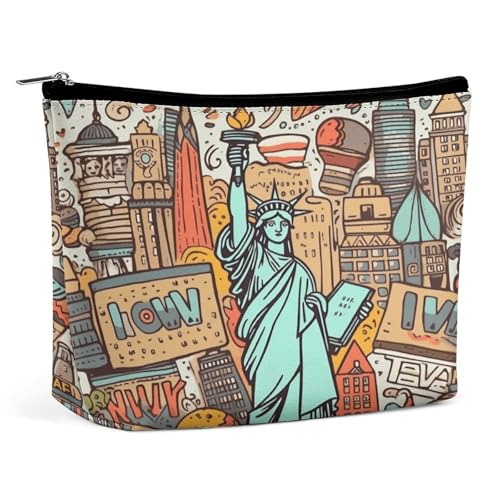 Make-up-Tasche, tragbare Kosmetiktasche, Kulturbeutel mit amerikanischem Kunstthema, Make-up-Organizer-Etui, Reißverschlusstasche, Reise-Kulturtasche für Frauen und Männer Make-up-Tasche, tragbare Kosmetiktasche, Kulturbeutel mit amerikanischem Kunstthema, Make-up-Organizer-Etui, Reißverschlusstasche, Reise-Kulturtasche für Frauen und Männer von KWQDOZF