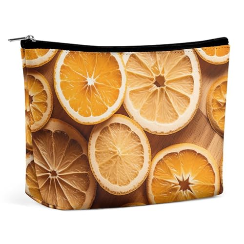 Make-up-Tasche, tragbare Kosmetiktasche, Orangenscheiben, Kulturbeutel, Make-up-Organizer, große Kapazität, Reißverschlusstasche, Reise-Kulturtasche für Frauen und Männer von KWQDOZF