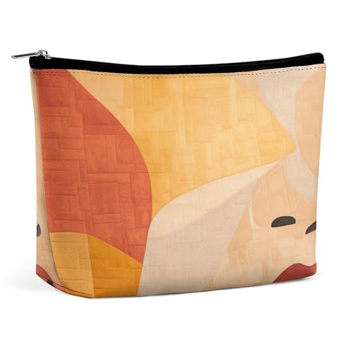 Make-up-Tasche, tragbare Kosmetiktasche, Retro-Naturmuster, Kulturbeutel, Make-up-Organizer, große Kapazität, Reißverschlusstasche, Reise-Kulturtasche für Frauen und Männer von KWQDOZF