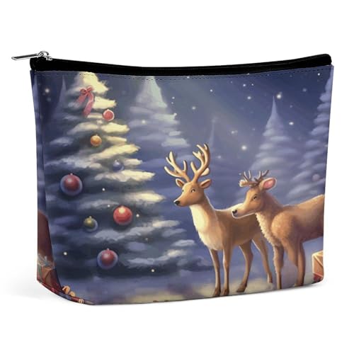 Make-up-Tasche, tragbare Kosmetiktasche, Weihnachts-Kulturtasche, Make-up-Organizer, große Kapazität, Reißverschlusstasche, Reise-Kulturtasche für Frauen und Männer von KWQDOZF