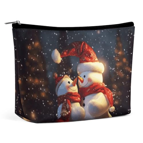 Make-up-Tasche, tragbare Kosmetiktasche, Weihnachts-Schneemann-Kulturtasche, Make-up-Organizer-Etui, große Kapazität, Reißverschlusstasche, Reise-Kulturtasche für Frauen und Männer von KWQDOZF