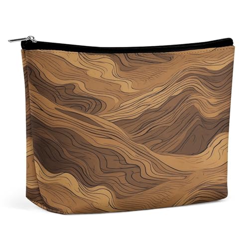 Make-up-Tasche, tragbare Kosmetiktasche, dunkelbraune Streifen, Kulturbeutel, Make-up-Organizer, große Kapazität, Reißverschlusstasche, Reise-Kulturtasche für Frauen und Männer Make-up-Tasche, tragbare Kosmetiktasche, dunkelbraune Streifen, Kulturbeutel, Make-up-Organizer, große Kapazität, Reißverschlusstasche, Reise-Kulturtasche für Frauen und Männer von KWQDOZF
