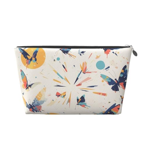 Make-up-Tasche für Damen mit Buntem Schmetterlings-Print, große Kapazität, Reise-Make-up-Tasche aus Leder, wasserdicht, Kulturbeutel, Rasierbeutel, Geldbörse von KWQDOZF