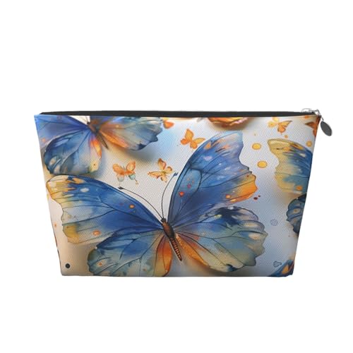 Make-up-Tasche für Damen mit Buntem Schmetterlings-Print, große Kapazität, Reise-Make-up-Tasche aus Leder, wasserdicht, Kulturbeutel, Rasierbeutel, Geldbörse von KWQDOZF