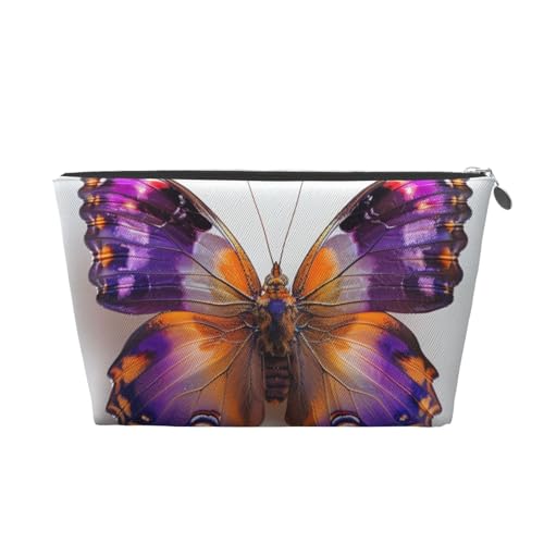 Make-up-Tasche für Damen mit Buntem Schmetterlings-Print, große Kapazität, Reise-Make-up-Tasche aus Leder, wasserdicht, Kulturbeutel, Rasierbeutel, Geldbörse von KWQDOZF