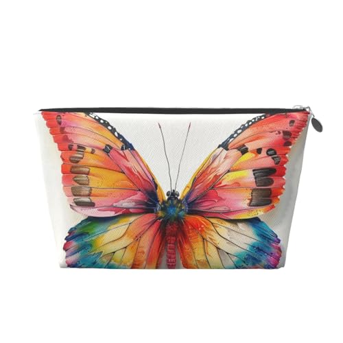 Make-up-Tasche für Damen mit Buntem Schmetterlings-Print, große Kapazität, Reise-Make-up-Tasche aus Leder, wasserdicht, Kulturbeutel, Rasierbeutel, Geldbörse von KWQDOZF