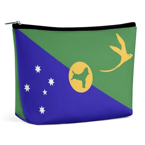 Make-up-Tasche mit Weihnachts-Lslands-Flagge, kleine Reise-Kosmetik-Organizer, PU-Reißverschlusstasche für Frauen von KWQDOZF