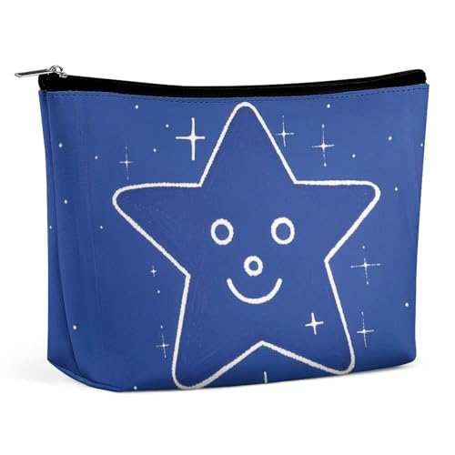 Make-up-Tasche mit interessantem Gesicht und Sternmotiv für Damen, tragbar, wasserdicht, ästhetisch, tragbar, für unterwegs von KWQDOZF