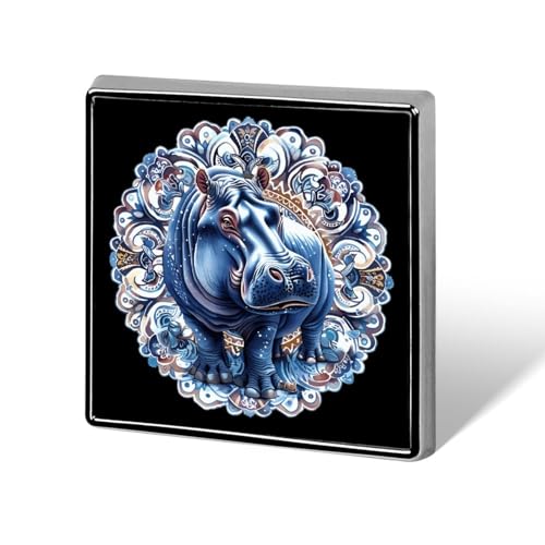 Mandala-Nilpferd-Anstecknadel, lustige Anstecknadel, Knopf, Brosche, Abzeichen, Hut, Kleidung, Tasche, Schmuck für Männer und Frauen von KWQDOZF