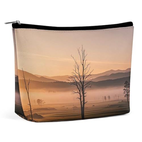 Misty Sunrise Make-up-Tasche für Frauen, tragbar, wasserdicht, ästhetisch, tragbar, für Reisen und Arbeit von KWQDOZF