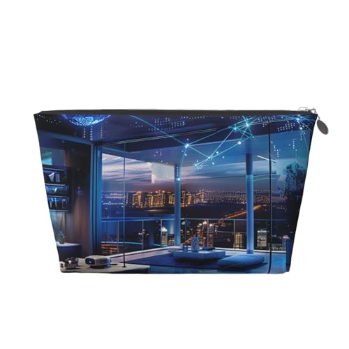 Modern Home Damen-Make-up-Tasche mit Aufdruck, große Kapazität, Reise-Make-up-Tasche aus Leder, wasserdicht, Kulturbeutel, Rasierbeutel, Geldbörse von KWQDOZF