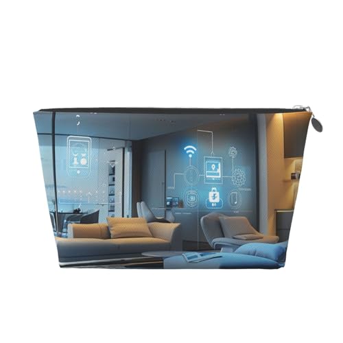 Modern Home Damen-Make-up-Tasche mit Aufdruck, große Kapazität, Reise-Make-up-Tasche aus Leder, wasserdicht, Kulturbeutel, Rasierbeutel, Geldbörse von KWQDOZF