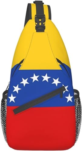 Multifunktionale Nylon-Brusttasche mit Flagge von Venezuela leicht und tragbar geeignet für Männer und Frauen perfekte Größe langlebig und wasserdicht von KWQDOZF